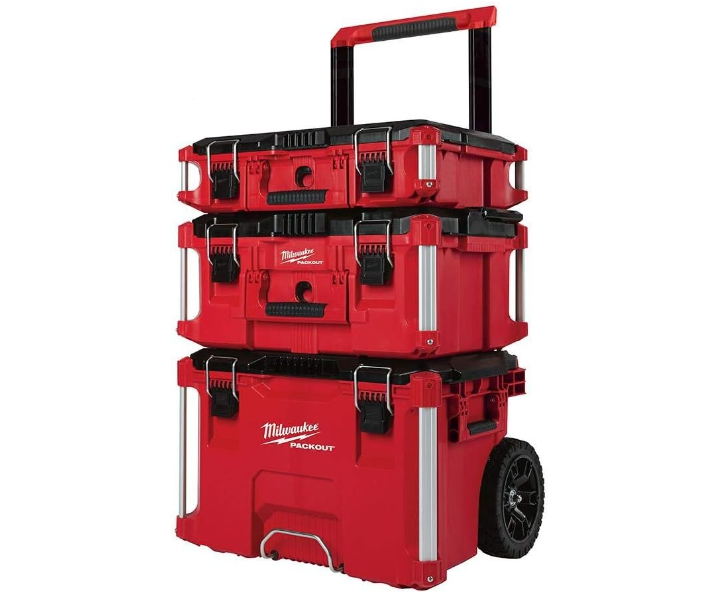 Milwaukee Packout Rolling Modular Stackable Tool Box Storage System, Red.