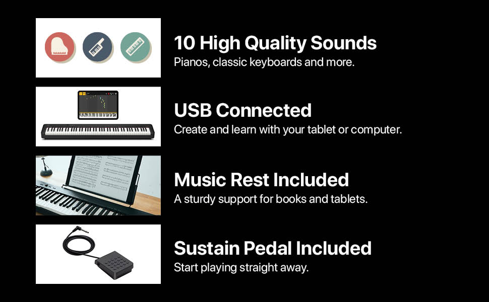 10 High Quality Sounds with USB connection to computer or tablet