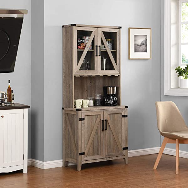 Mahogany Bar Cabinet with Upper Glass Cabinet