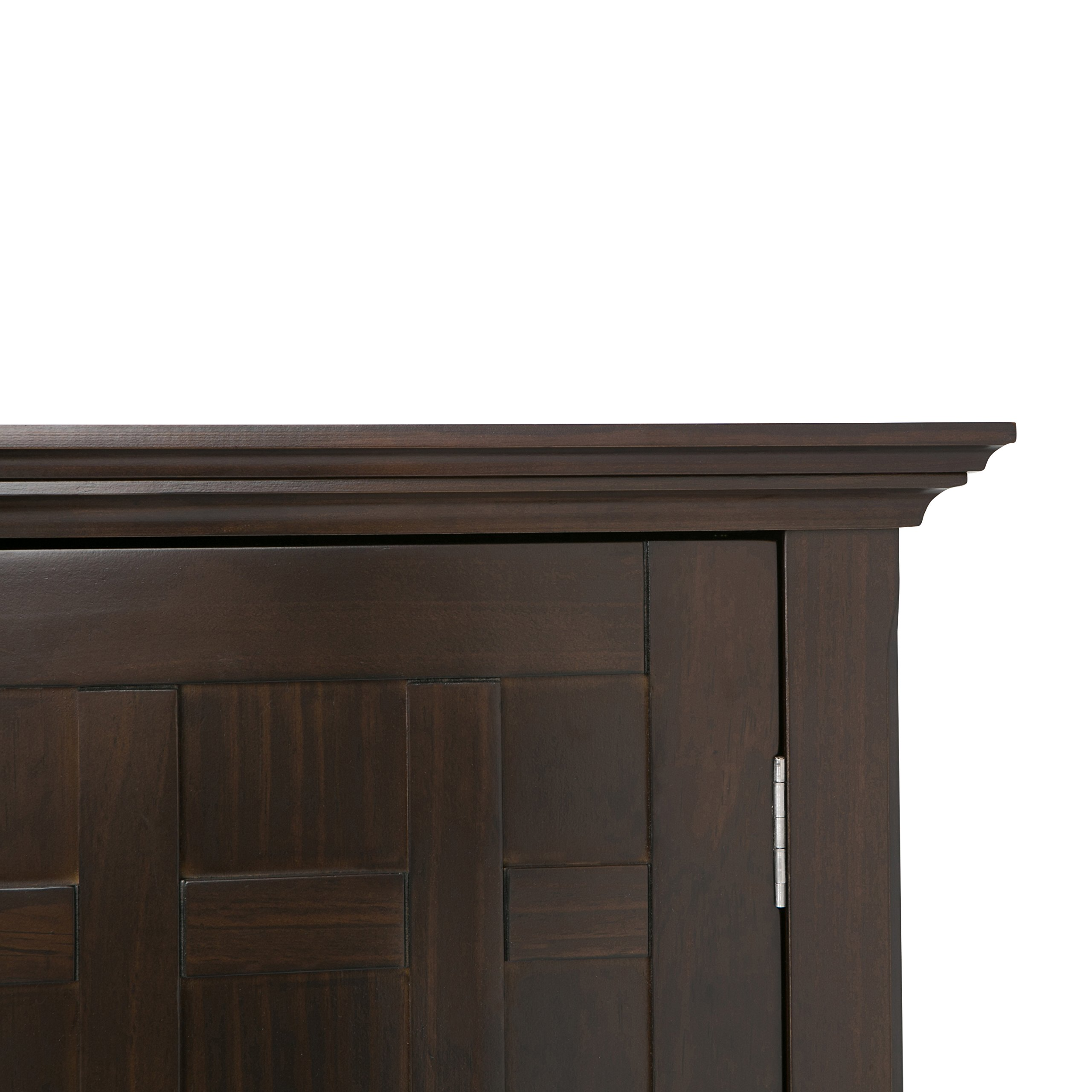 【Furniture】Solid Pine Wood 54 inch Rustic Sideboard Buffet Credenza in Dark Tobacco Brown