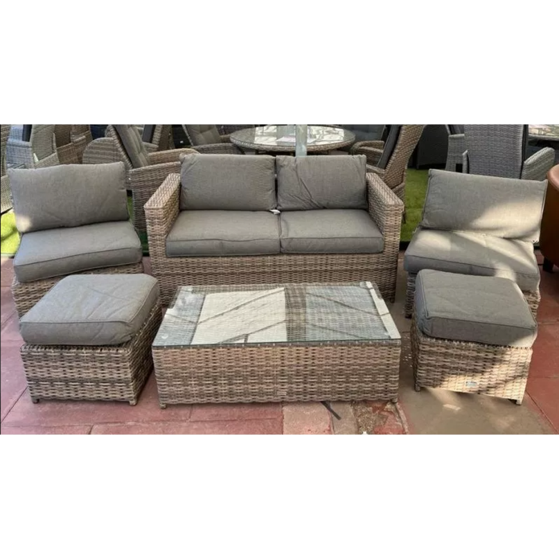 Sapcote 6pc Hideaway Lounge Set in Dark Grey Rattan