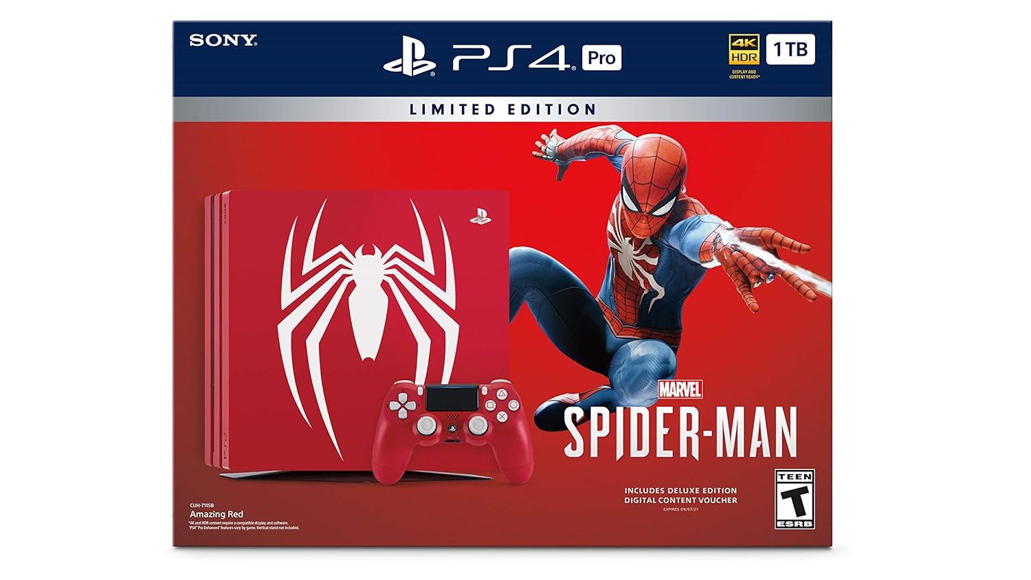 PlayStation 4 Pro 1TB Limited Edition Console - Marvels Spider-Man Bundle