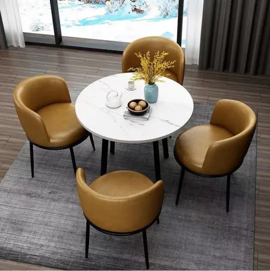 4-person round dining table set (table + 4 chairs)