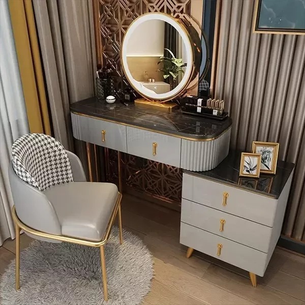 【Furniture】Dressing Table Bedroom Modern Minimalist Dressing Table Set with Mirror