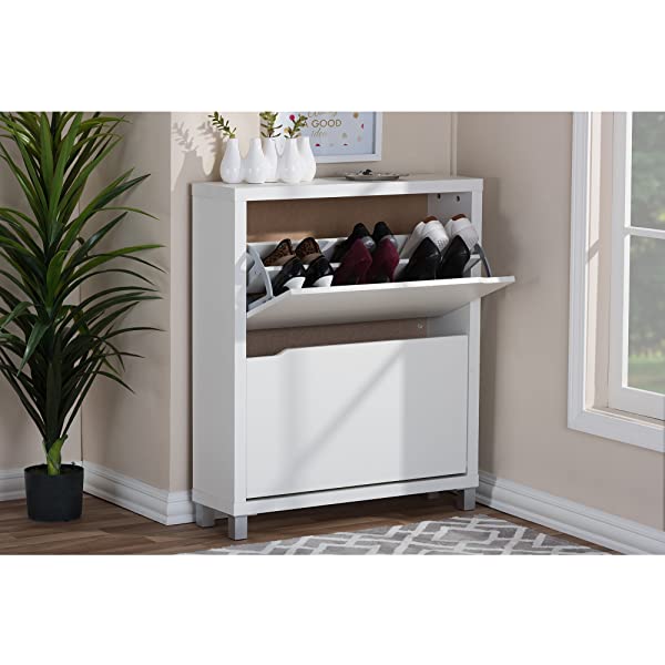 Baxton Studio Simms Modern Shoe Cabinet, Dark Brown