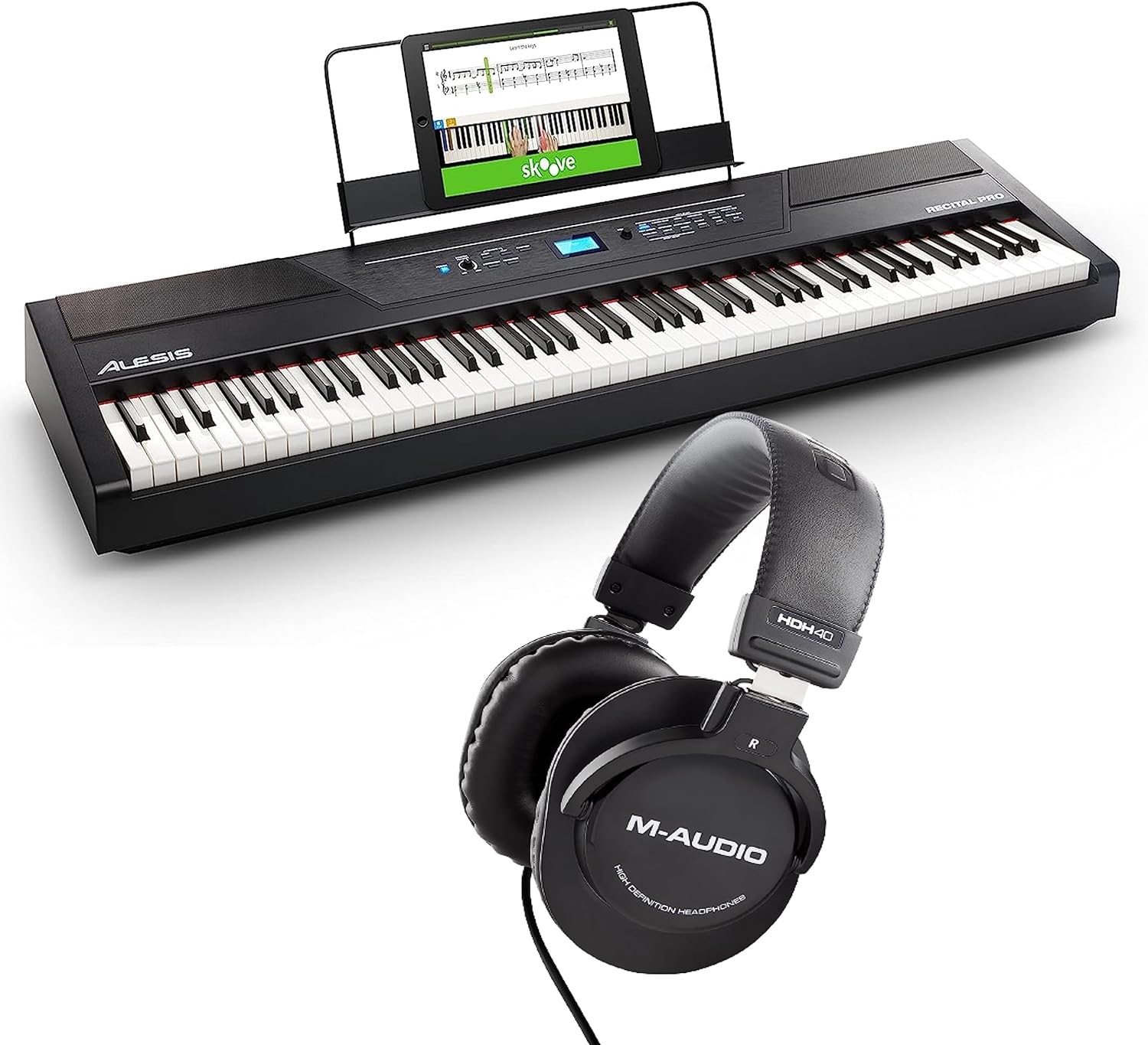 Alesis Recital Pro - Digital Piano Keyboard with 88 Weighted Hammer Action Keys, 12 Premium Voices and Built-In Speakers