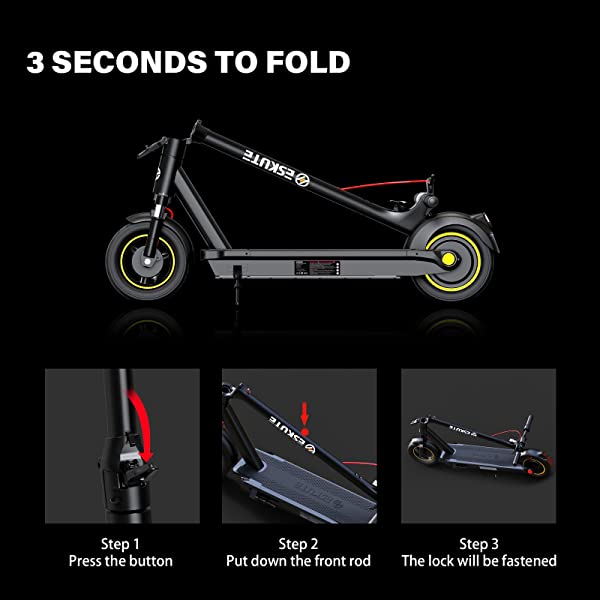 ESKUTE Electric Kick Scooter Commuting Electric Scooter Longe Range, Upgraded Motor Power, Foldable Commuter for Adults All-season, commuting, long range