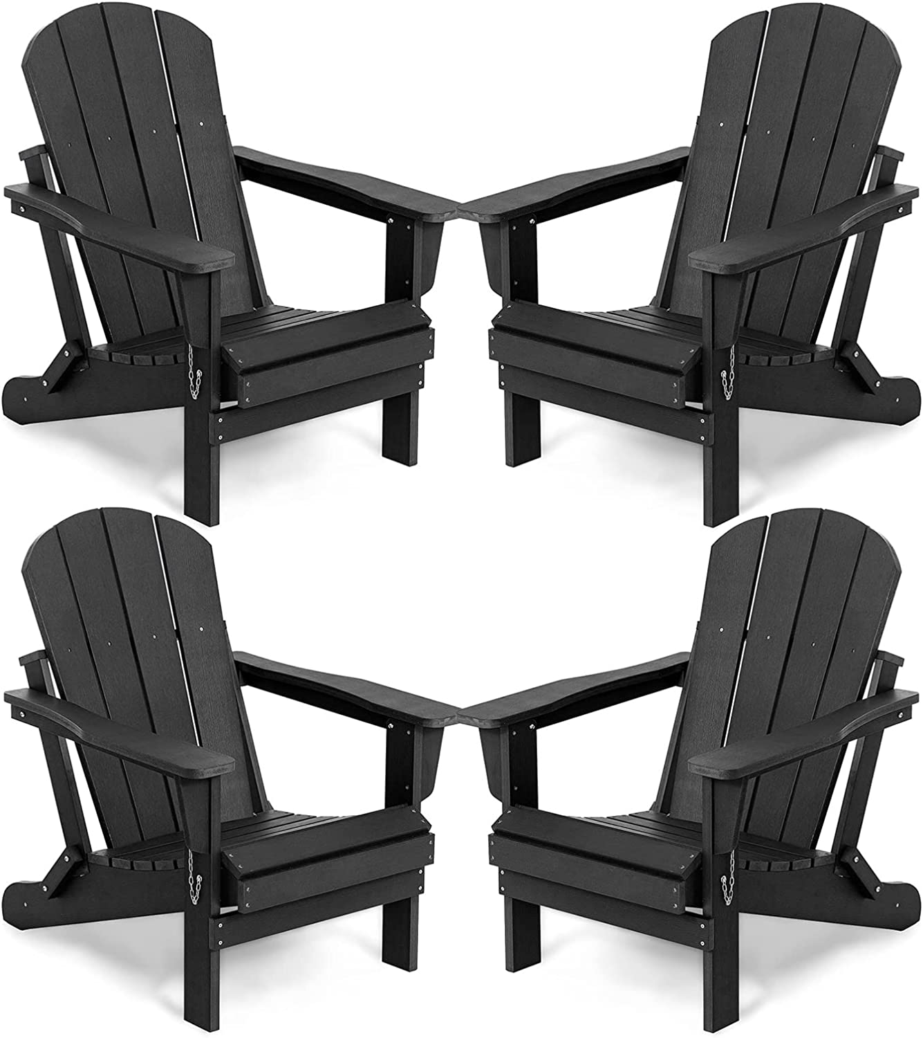 【Home&Garden】Folding Adirondack Chair Set of 4, Multi-Colour