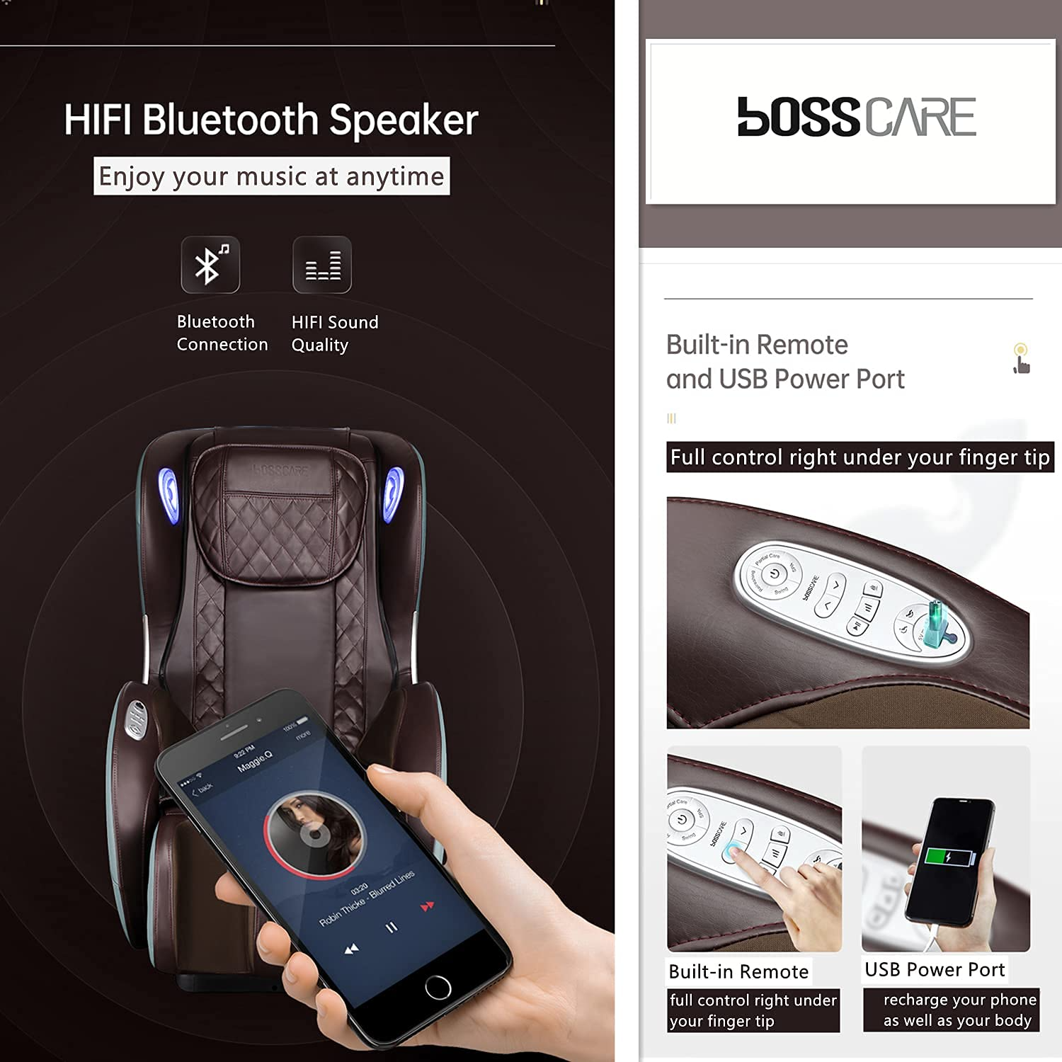 【Furniture】Small Massage Chairs SL Track Full Body Massage Recliner, Shiatsu Recliner, Zero Gravity