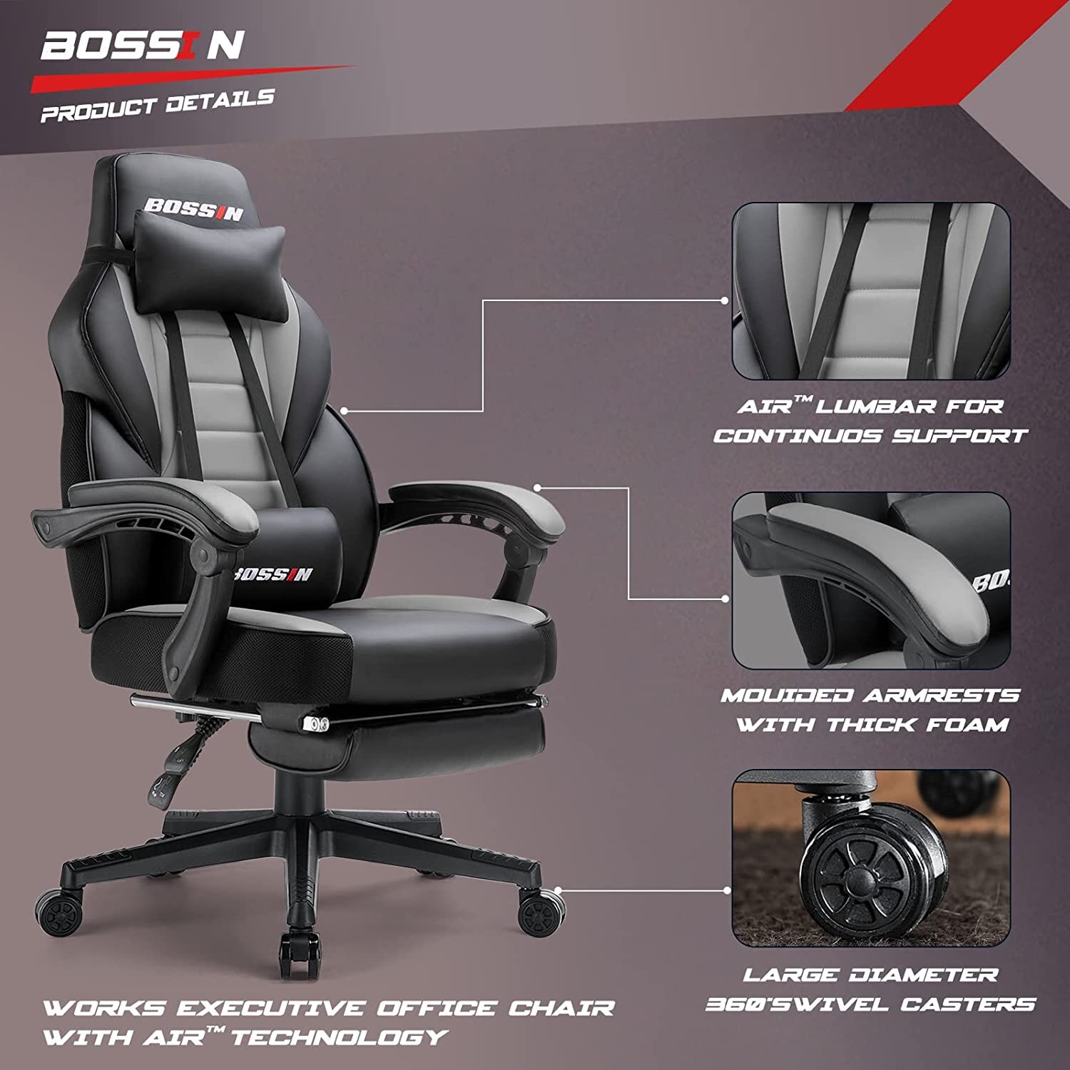 【Furniture】Racing Style Large Size High-Back PU Leather Gaming Chair