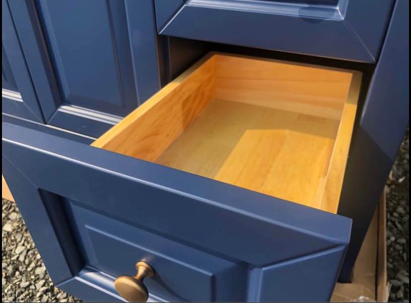 New in box! 48” Single Sink Navy Blue Bathroom Vanity Cabinet w Marble Top- solid Wood cabinet