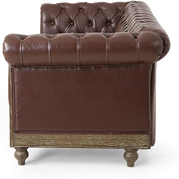 Christopher Knight Home Castalia Sofas, Midnight Black + Dark Brown Midnight Black + Dark Brown Birch Wood