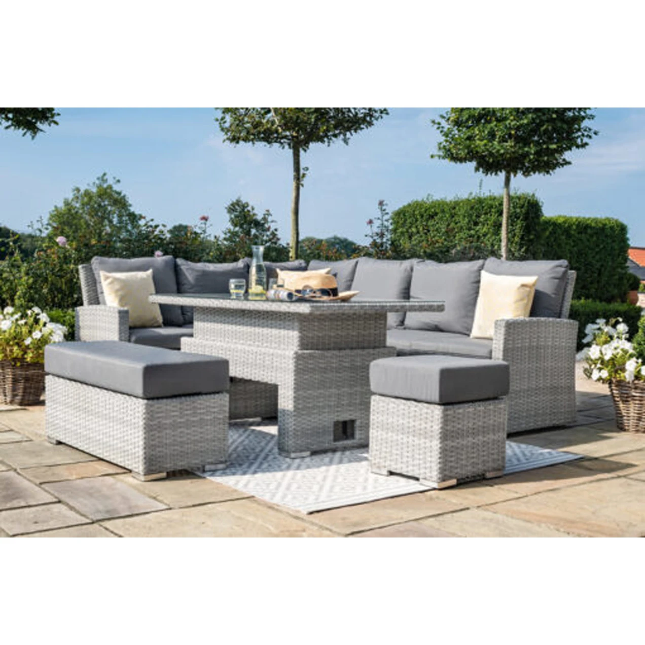 Moto Ascot Rectangular Corner Dining Set with Rising Table