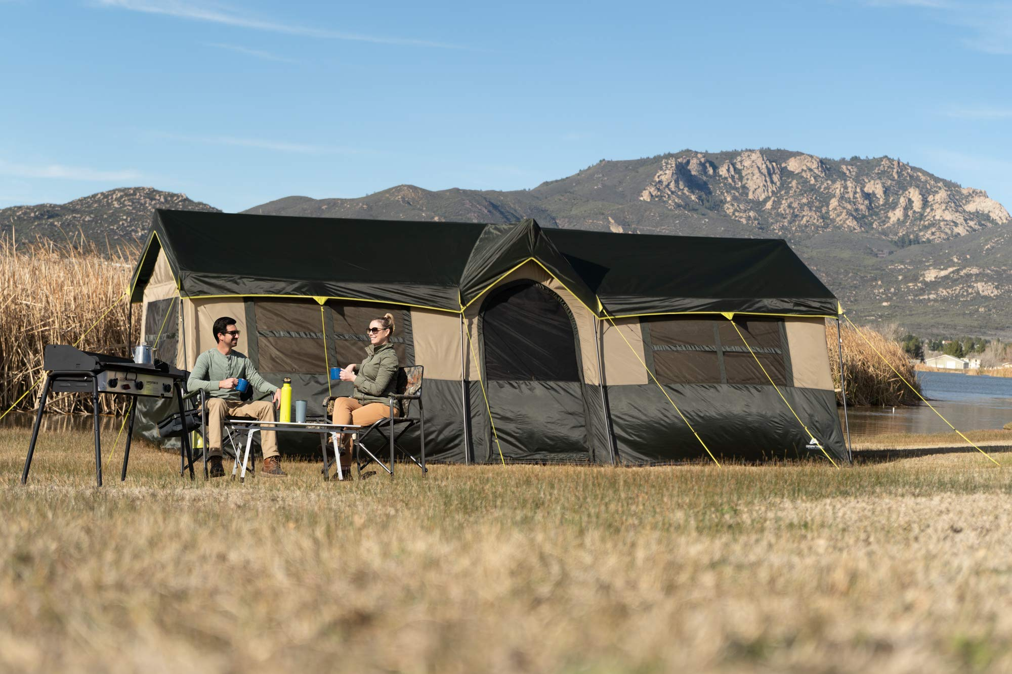 【Sports&Outdoors】Spacious & Comfortable 12 Person Cabin Tent with 2 Closets, Hanging Organizers, Room Dividers