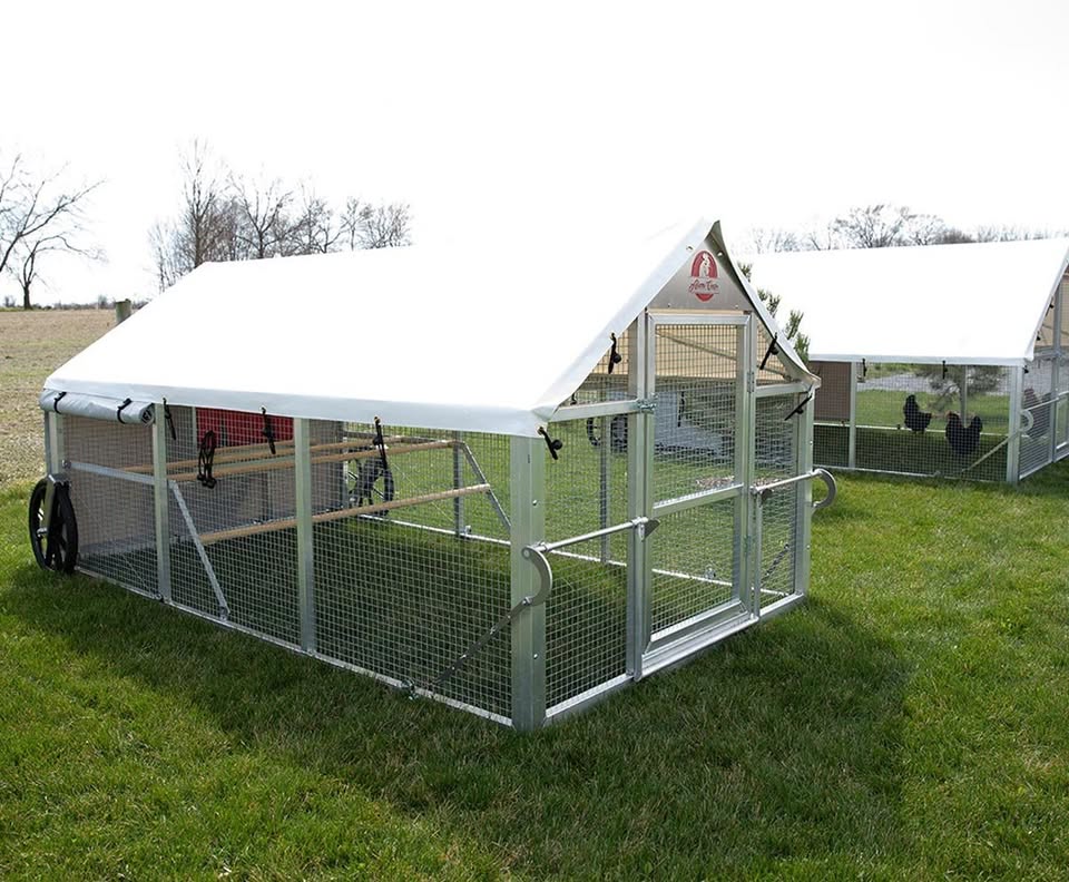 Chicken Coop, Large Metal Walk-in Poultry Cage Kenne with Waterproof Cover