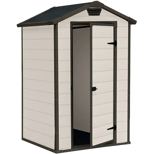 Keter Manor Outdoor Plastic Garden Storage Shed, Beige, 4 x 3 ft