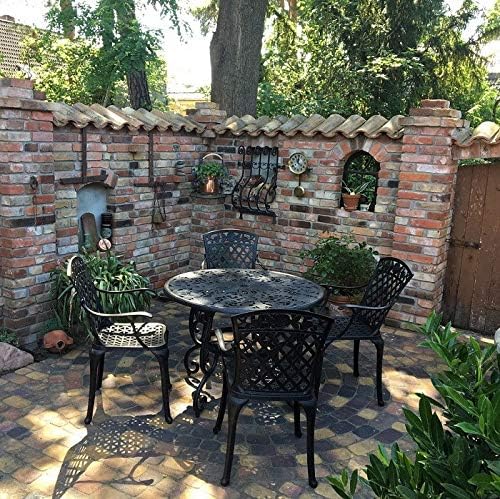 Lazy Susan - Flora Round 4 Seater Cast Aluminium Garden Set - Antique Bronze (Rose chairs)