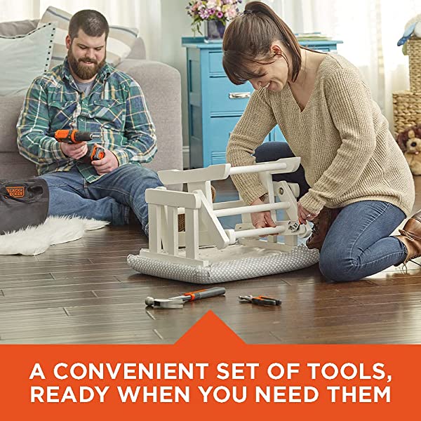 BLACK+DECKER 20V Max Drill & Home Tool Kit, 68 Piece (LDX120PK) 20V Home Tool Kit