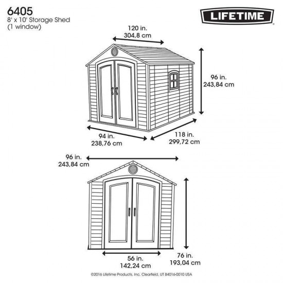 8 Ft. W x 10 Ft. D Plastic Traditional Storage Shed