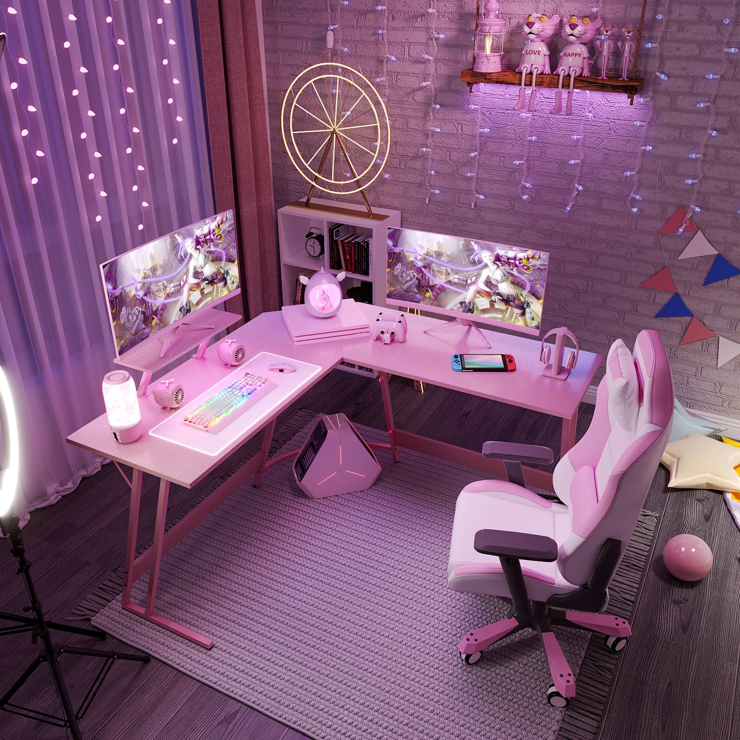 Sherri L- Shaped Gaming Desk