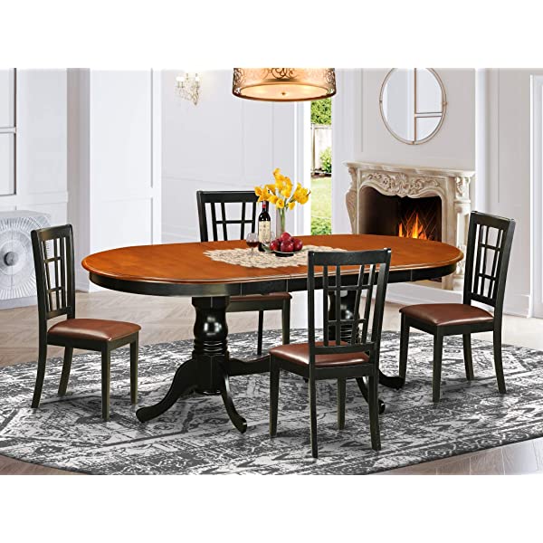 5 PC Dining room set-Dining Table with 4 Wooden Dining Chairs PLNI5-BCH-C