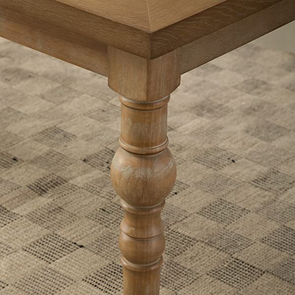 Roundhill Furniture Collection Habitanian Solid Wood Dining Table with 6 Button Tufted Chairs, Gray, Grey