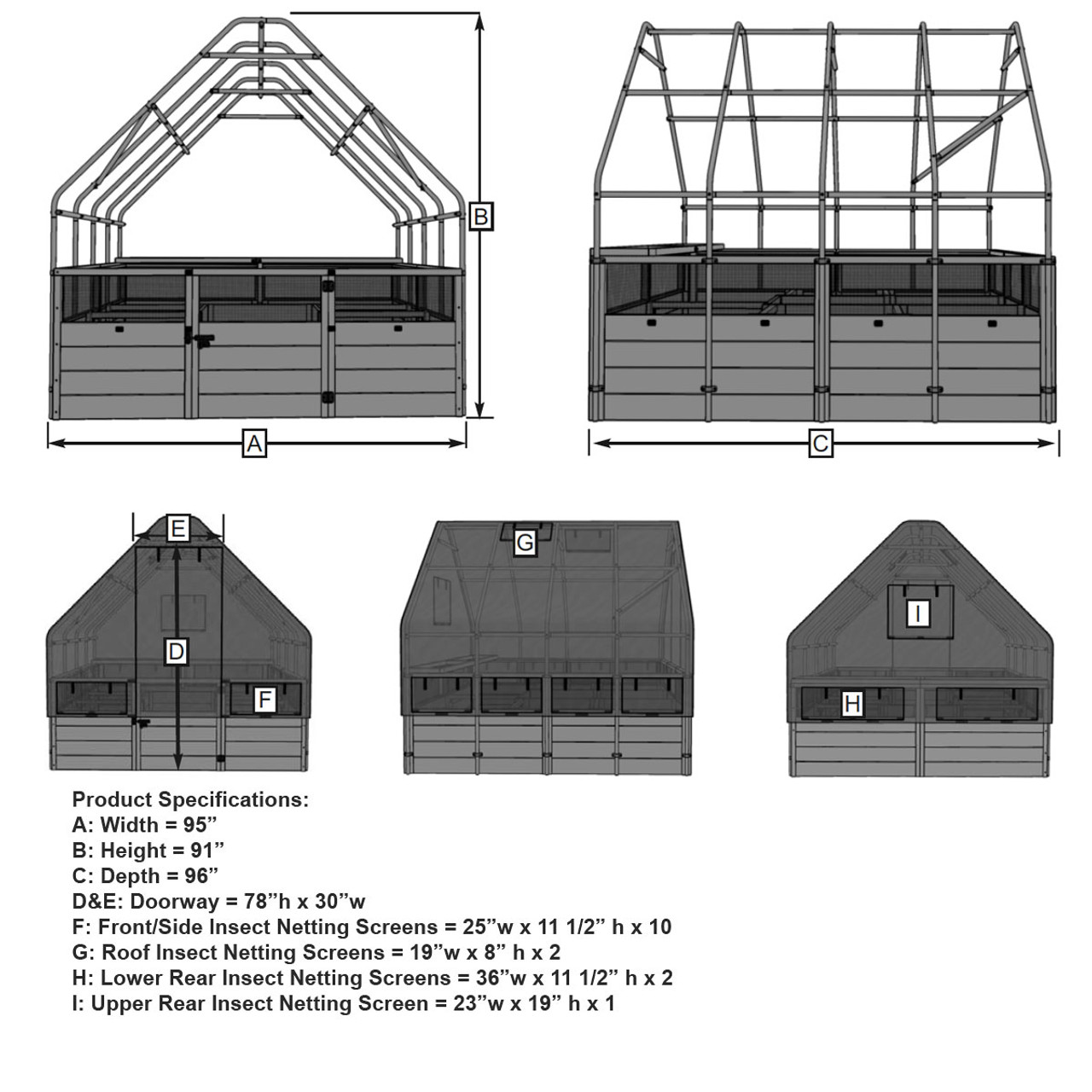 Cedar Complete Raised Garden Bed Kit with Greenhouse Cover 8' x 8'