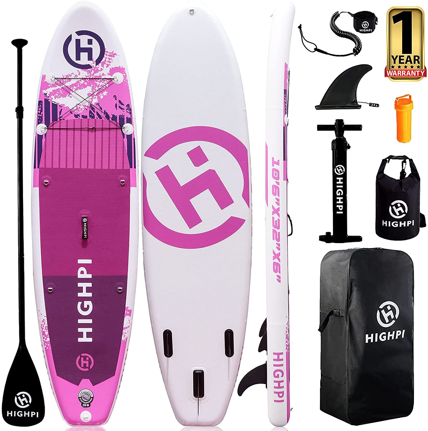 【Sports&Outdoors】【BS】Highpi Inflatable Stand Up Paddle Boards, 10’6”11′ Ultra-Light SUP for All Skill Levels