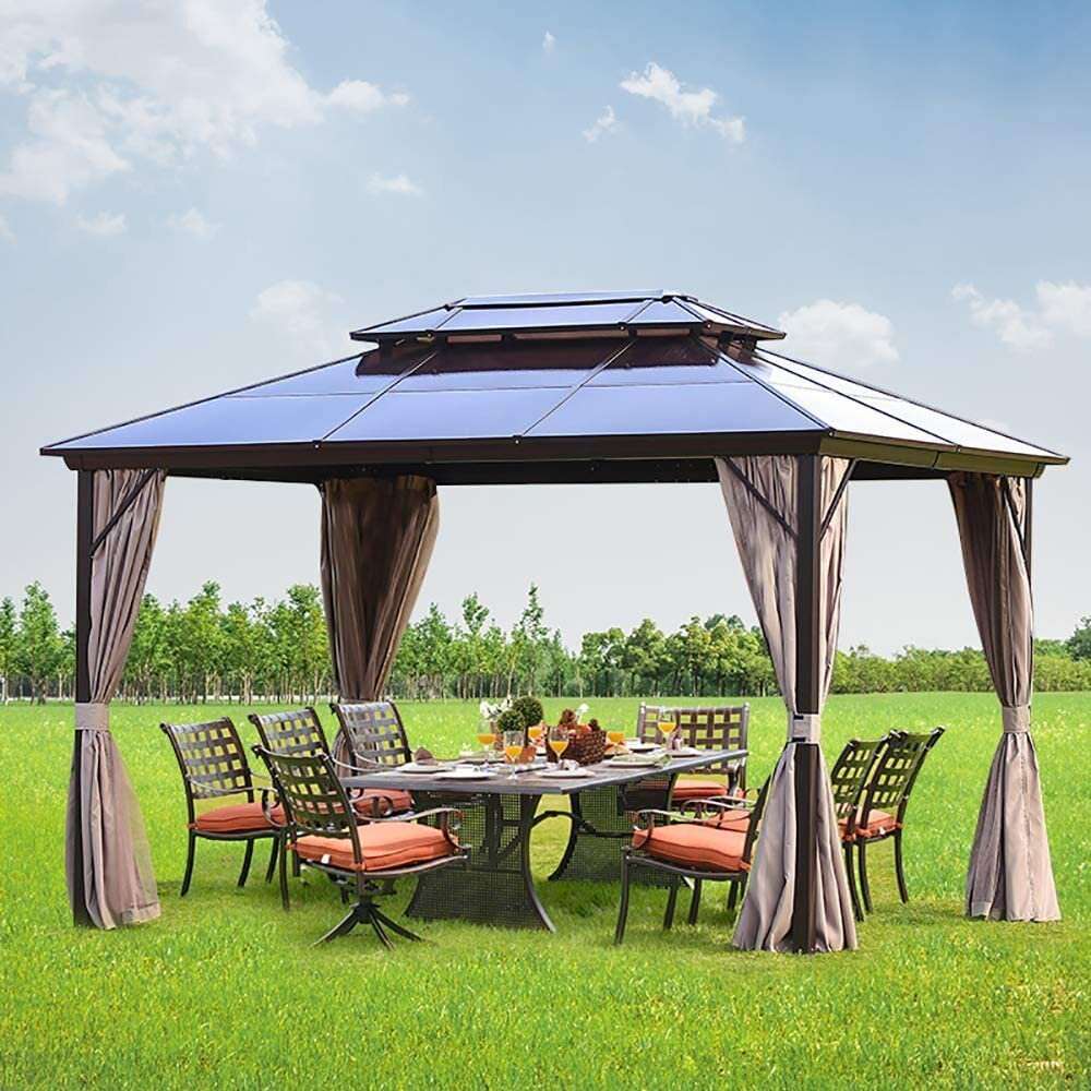 Well design outdoor garden patio BBQ gazebo pavilion with mosquitoes net