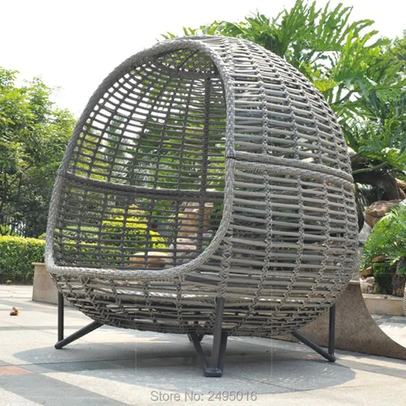 【Home&Garden】Metal frame with Wicker Patio Sunbed,outdoor Daybed for poolside,garden ,grey color ,can customized