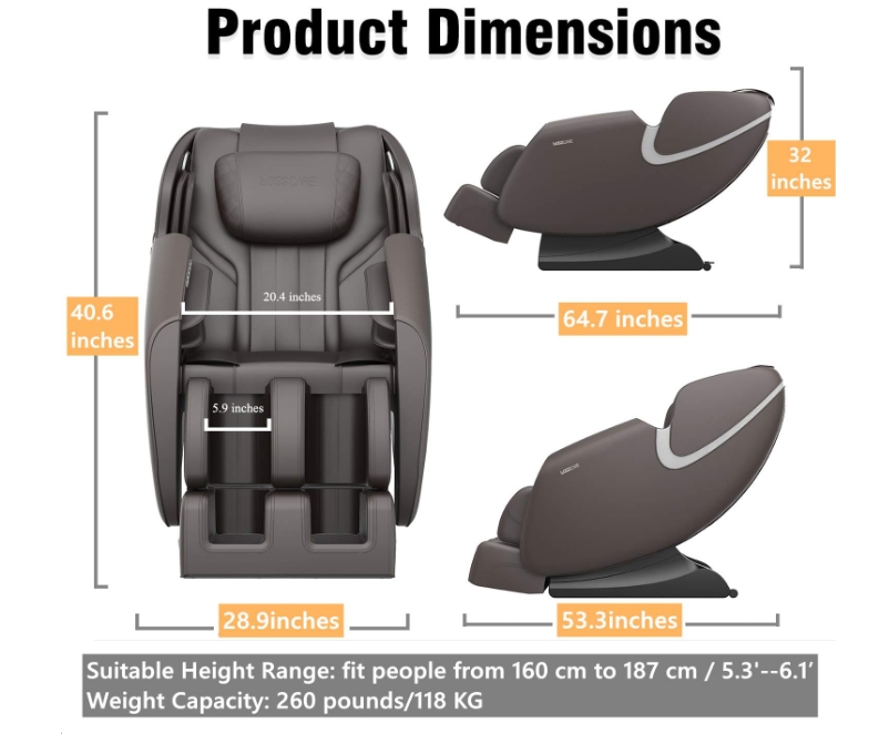 MASSAGE CHAIR RECLINER WITH ZERO GRAVITY AIRBAG MASSAGE BLUETOOTH SPEAKER FOOT ROLLER BLACK.