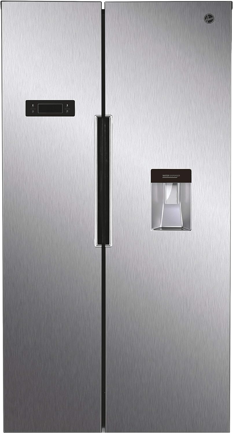 Hoover HHSBSO6174XWDK Freestanding  Fridge Freezer, Total No Frost, 521L Total Capacity, 90.2cm Wide, No Plumbing Water Dispenser, Stainless Steel [Energy Class E]
