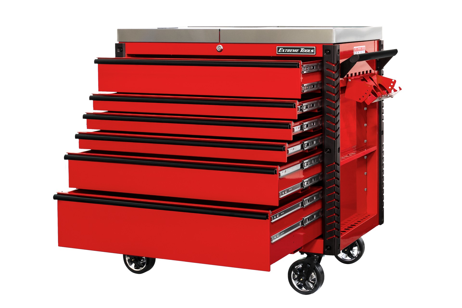 used toolboxExtreme Tools 41 6-Drawer Deluxe Tool Cart with Pry Bar Holders And Stainless Steel Slide Top