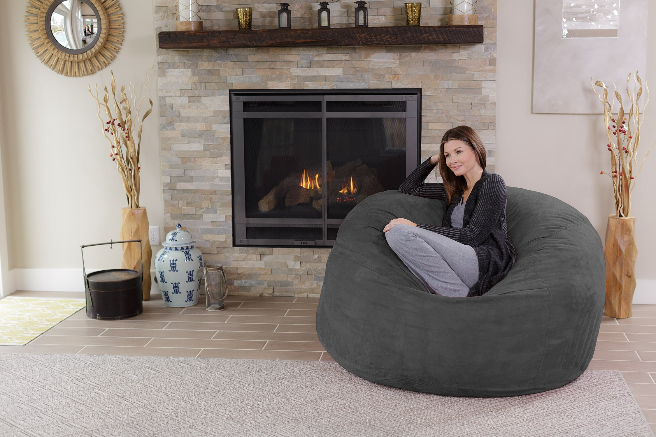 【Furniture】Giant 5' Memory Foam Furniture Bean Bag - Big Sofa with Soft Micro Fiber Cover