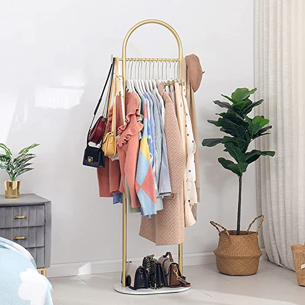 MEYTNA Modern and Simple Coat Racks Shaped Like n, Marble Base Metal Bracket, for Entryway Hallway Office or BedroomHome Coat Hanger Stand, Coat Hanger Hat Hanger, Scarf Hanger, Jacket Hanger Golden