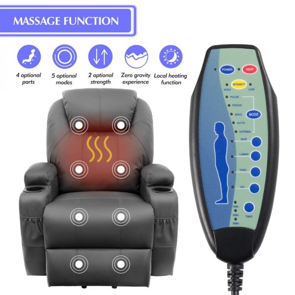 Low price sale imitation leather electric recliner heated massage chair