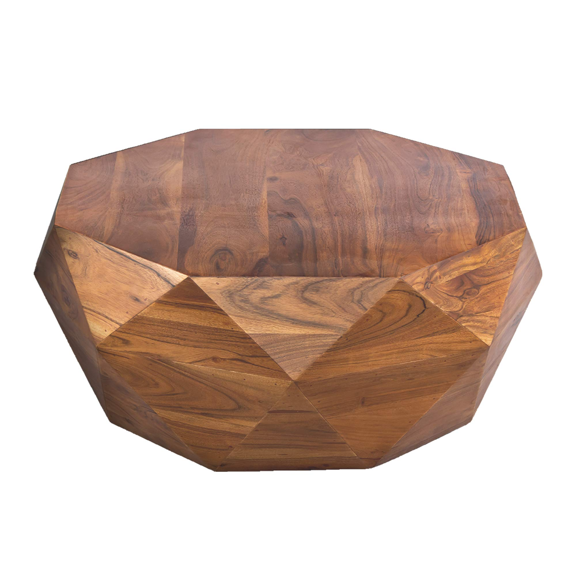 【Furniture】Diamond Shape Acacia Wood Coffee Table with Smooth Top, Dark Brown