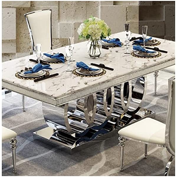 LeiJinNuo Modern Dining Set for Home, Kitchen, Dining Room wStorage Racks, Rectangular Table, Steel Frame