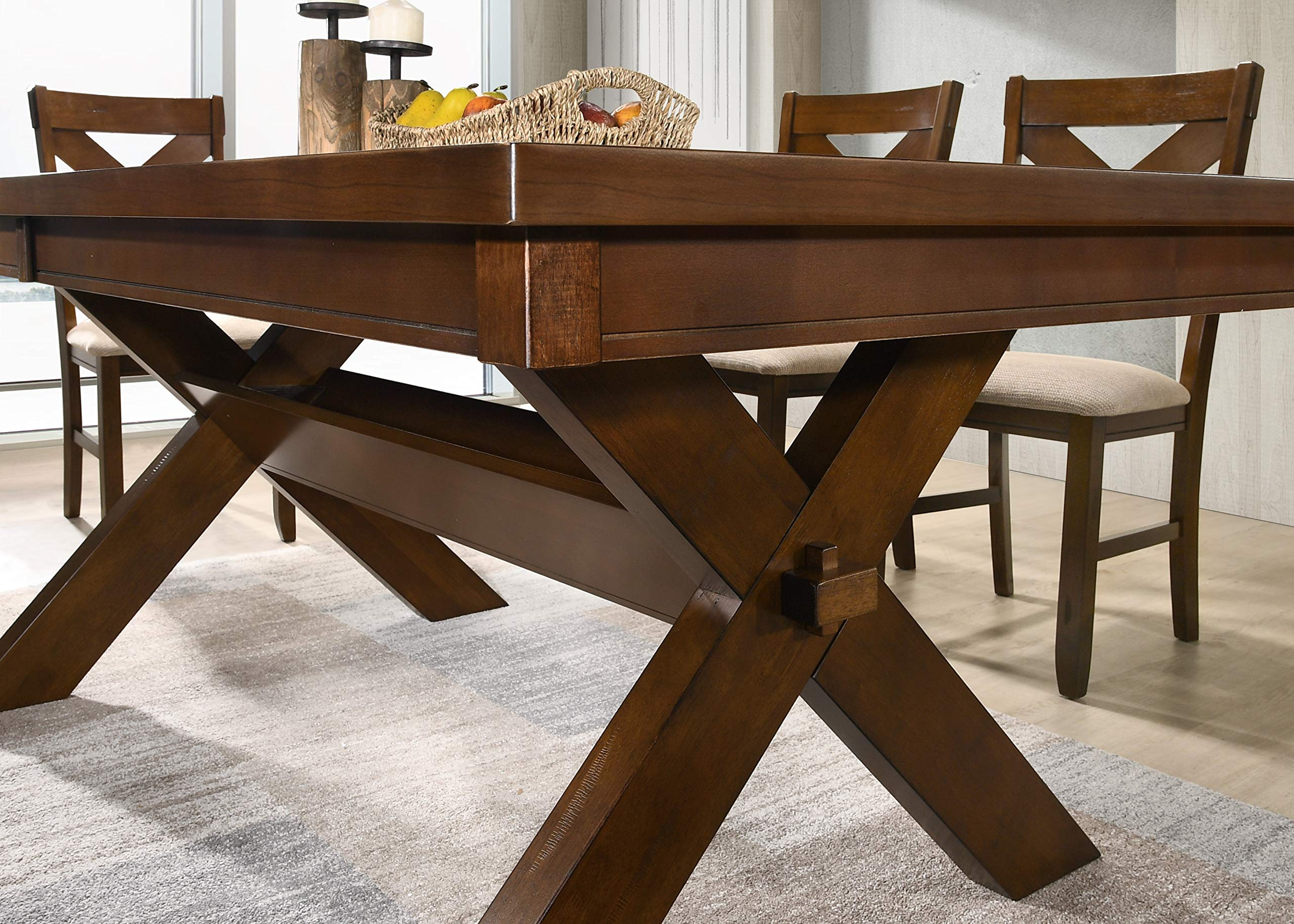 【Furniture】9-Piece Solid Wood Dining Set with Table & 8 Chairs