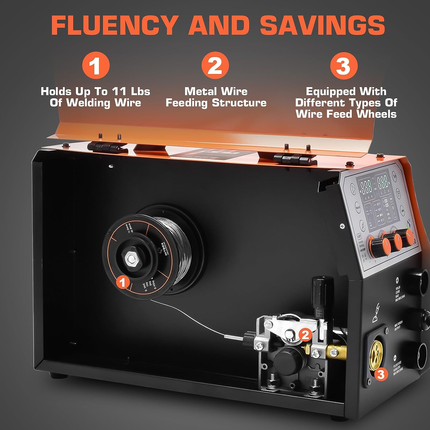 HITBOX 5 in 1 MIG Welder Gas 250A 240V LCD Digital MIG Welder Flux Solid Wire