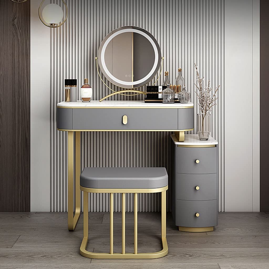 【Furniture】Makeup Vanity Vanity Table Set Slate Bedside Table Integrated Dressing Table Modern Small Dresser