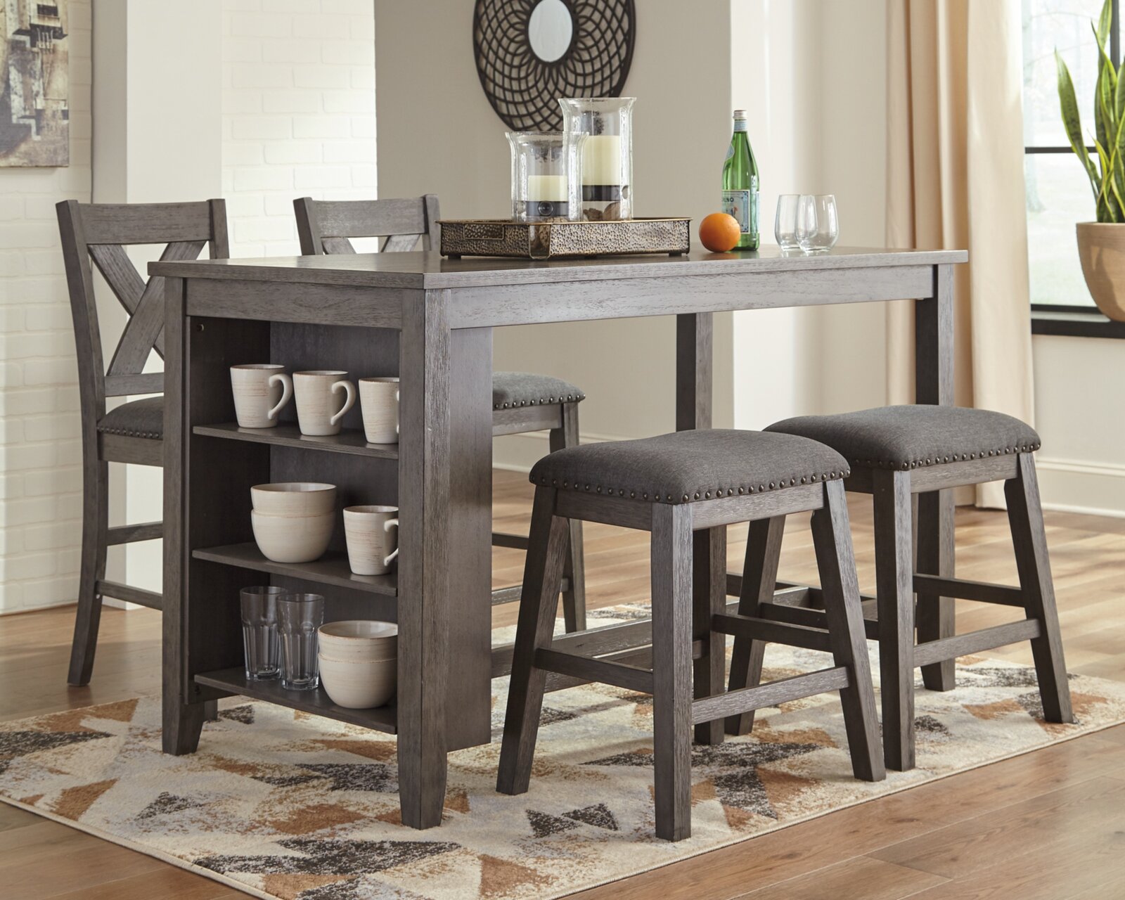 【Furniture】4 - Person Bar Furniture Counter Height Dining Set