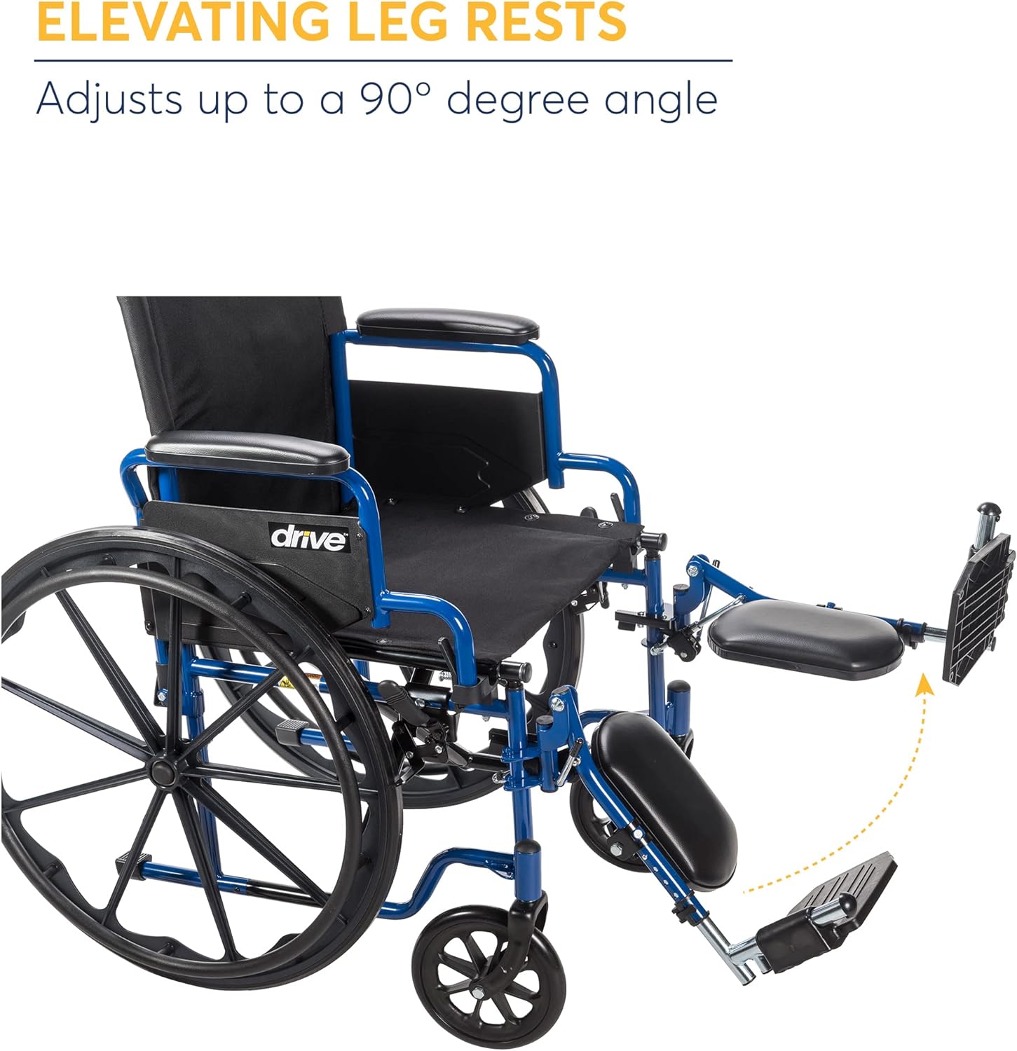 Drive Medical BLS18FBD-ELR Blue Streak Lightweight Wheelchair with Swing-Away Elevating Leg Rests and Flip-Back Arms