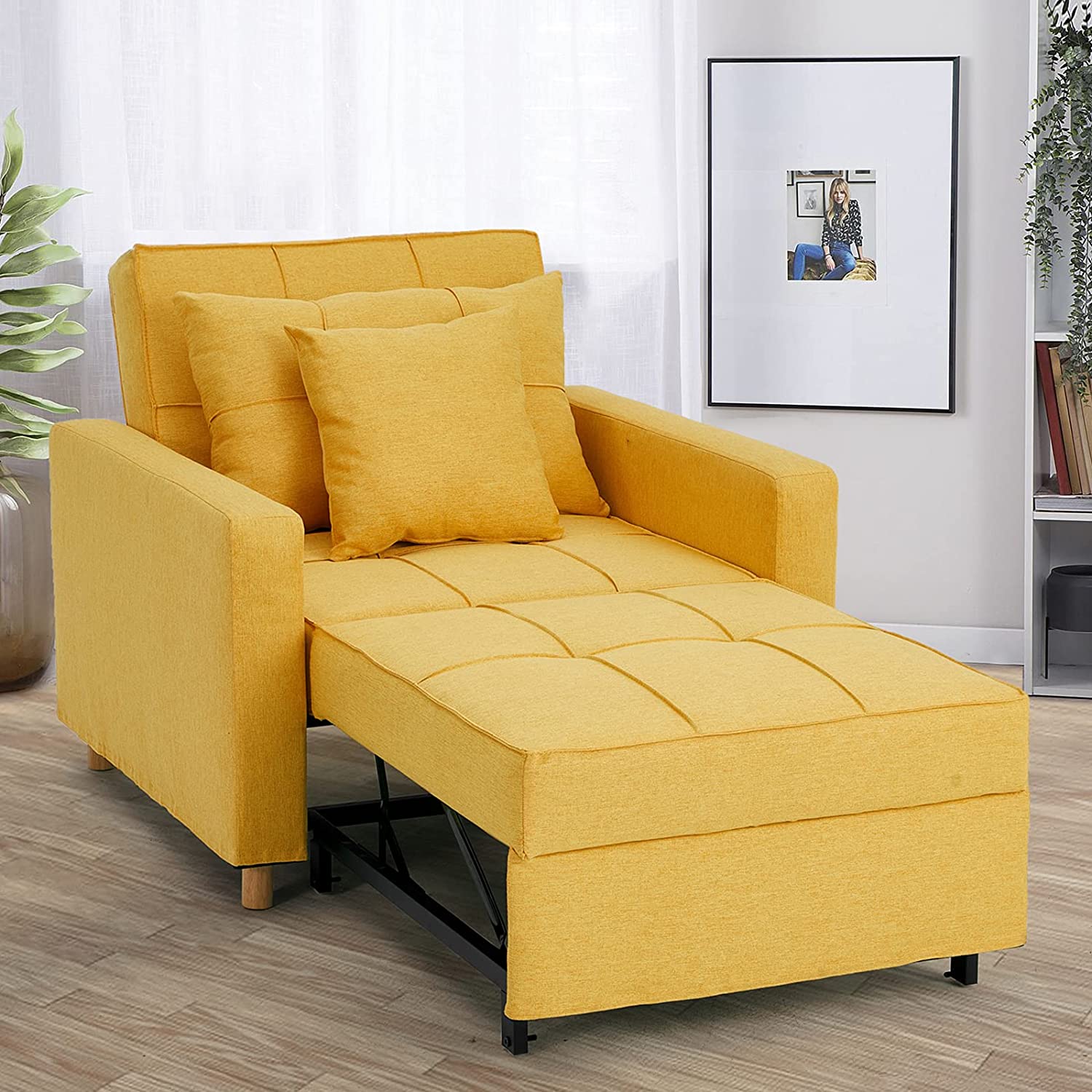 【Furniture】3-in-1 Sofa Bed Chair, Convertible Sleeper Chair Bed, Adjust Backrest Into A Sofa, Lounger Chair