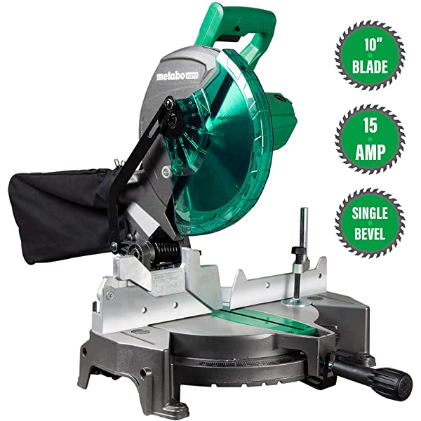 Metabo HPT 10-Inch Compound Miter Saw, Single Bevel, 15-Amp Motor, 0-52° Miter Angle Range, 0-45° Bevel Range, Large Table, 10