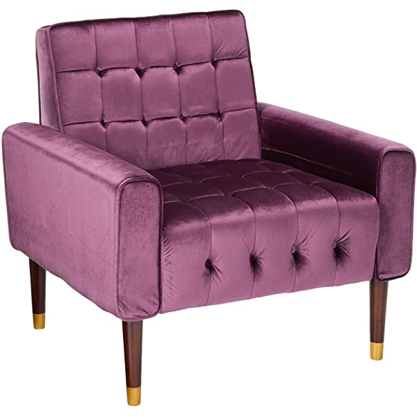 Christopher Knight Home Betsy Velvet Armchair, Modern Glam, Button-Tufted, Waffle Stitching, Raisin