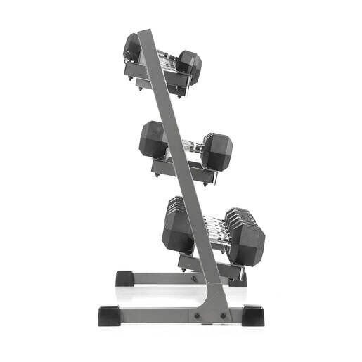 XMark 550 lb Dumbbell Set and Heavy Duty Dumbbell Rack, 5 to 50 lb Hex Dumbbell Set (10 Pair) with 3 Tier Storage Rack, Dumbbells and Dumbbell Storage Rack