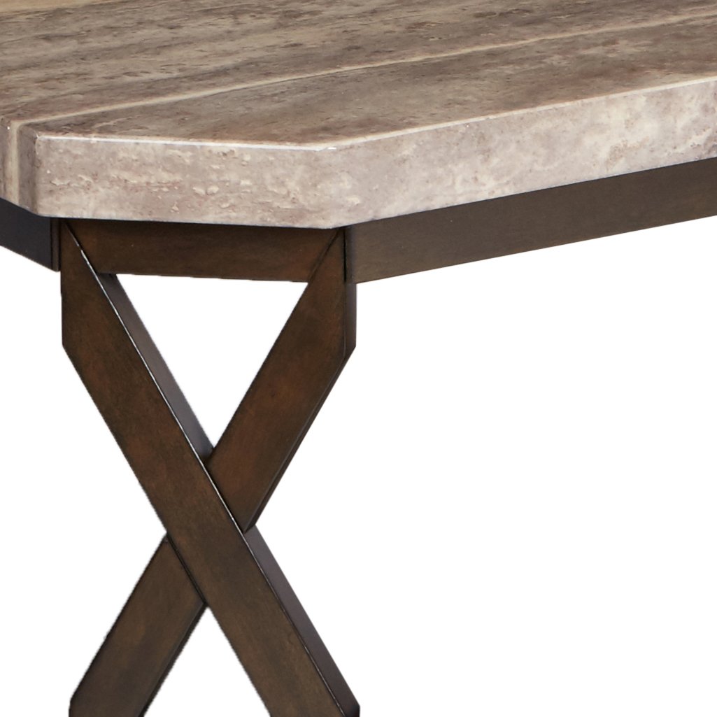 【Furniture】Faux Marble 3-Piece Table Set, Includes Coffee Table & 2 End Tables, Gray & Brown