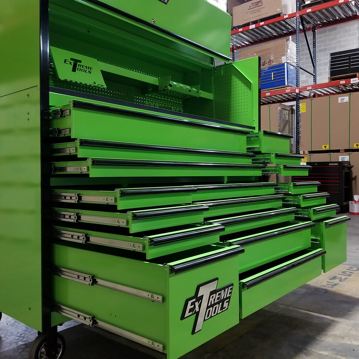 used toolboxScratch & Dent, Extreme Tools 72 x 30 19 Drawers Roller Cabinet & Power Hutch Combo C ShowRoom Demo