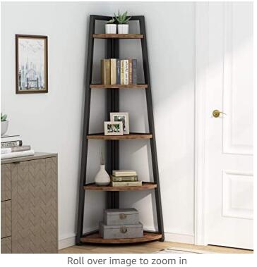 TRIBESIGNS WAY TO ORIGIN Modern 5 Tier Corner Shelf,70 Inch Tall Corner Bookshelf Bookcase Etagere A-Shaped Display Corner Storage Rack for Living Room, Kitchen,Bedroom,Small Space (White)